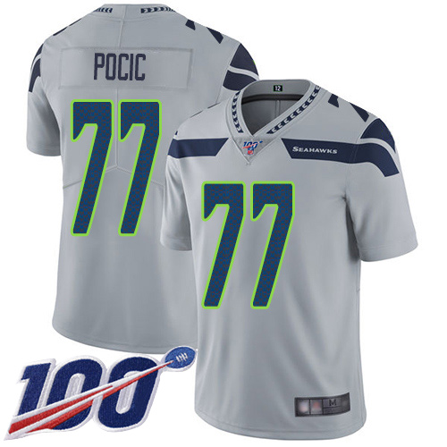 Seattle Seahawks Limited Grey Men Ethan Pocic Alternate Jersey NFL Football #77 100th Season Vapor Untouchable